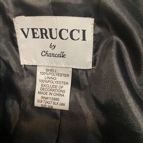 Verucci by Chancelle Black with White striping V-neck blazer,size 24W - Picture 4 of 4